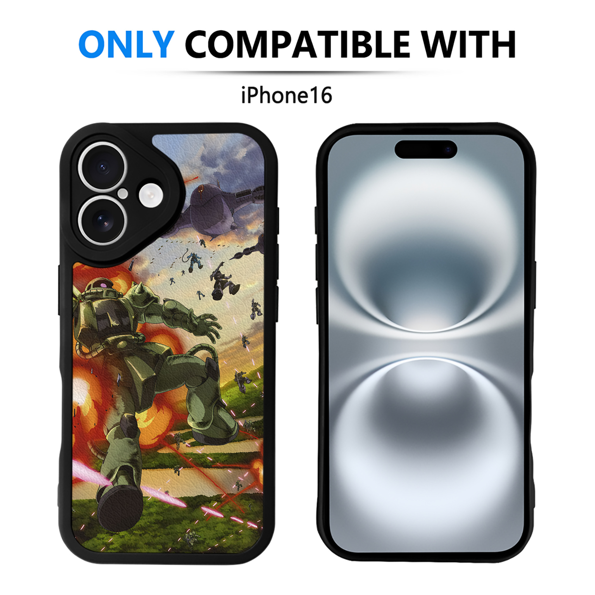 （画像用） 機動戦士ガンダム Mobile Suit Gundam 【iPhone 16シリーズ対応】シリコンスマホケース（レザー調） 材質：シリコン
